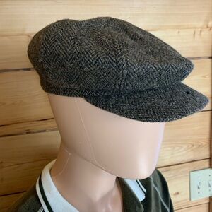 Brown Harris Tweed Wool Flat Cap Hand Woven Outer Hebrides Mens Small 6 6/7-7